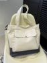 Medium Shopper Bag Pocket Front Two Tone Casual