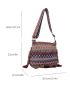 Geometric Pattern Square Bag Tassel Decor Fashionable Adjustable Strap