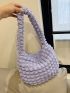 Medium Ruched Bag Purple Fashionable With Zipper