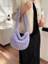 Medium Ruched Bag Purple Fashionable With Zipper