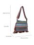 Geometric Pattern Square Bag Tassel Decor Fashionable Adjustable Strap