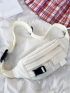 White Fanny Pack Release Buckle Decor Large Capacity