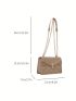 Quilted Square Bag Khaki Fashionable Flap Shoulder Bag