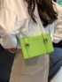 Mini Letter Graphic Square Bag Green Fashionable Adjustable Strap