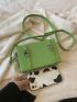 Mini Letter Graphic Square Bag Green Fashionable Adjustable Strap