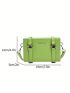 Mini Letter Graphic Square Bag Green Fashionable Adjustable Strap