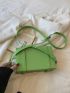 Mini Letter Graphic Square Bag Green Fashionable Adjustable Strap