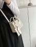 Mini Minimalist Straw Bag Beige Double Handle With Coin Purse