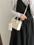 Mini Minimalist Straw Bag Beige Double Handle With Coin Purse