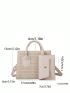 Mini Minimalist Straw Bag Beige Double Handle With Coin Purse