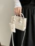 Mini Minimalist Straw Bag Beige Double Handle With Coin Purse