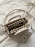 Mini Minimalist Straw Bag Beige Double Handle With Coin Purse