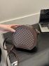 Mini Geometric Pattern Circle Bag Brown Fashionable Adjustable Strap