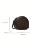 Mini Geometric Pattern Circle Bag Brown Fashionable Adjustable Strap