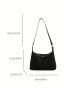 Black Hobo Bag Studded Decor With Zipper Fashionable