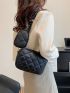 Quilted Detail Square Bag Black Fashionable With Coin Purse