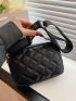 Quilted Detail Square Bag Black Fashionable With Coin Purse