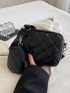 Quilted Detail Square Bag Black Fashionable With Coin Purse