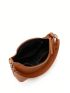 Stitch Detail Hobo Bag Brown Handbag Pu Leather Fashion Shoulder Bag With Adjustable Shoulder Straps