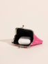 Butterfly Pattern Kiss Lock Coin Purse Pink Fashionable Portable For Daily