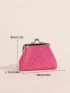 Butterfly Pattern Kiss Lock Coin Purse Pink Fashionable Portable For Daily