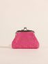 Butterfly Pattern Kiss Lock Coin Purse Pink Fashionable Portable For Daily