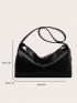 Elegant Hobo Bag Black Large Zipper PU