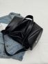 Elegant Hobo Bag Black Large Zipper PU