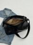 Elegant Hobo Bag Black Large Zipper PU