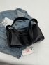 Elegant Hobo Bag Black Large Zipper PU