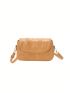 Rabbit Embossed Square Bag Khaki Flap Fashionable