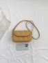 Rabbit Embossed Square Bag Khaki Flap Fashionable