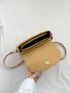 Rabbit Embossed Square Bag Khaki Flap Fashionable