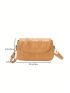 Rabbit Embossed Square Bag Khaki Flap Fashionable