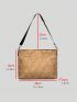 Large Khaki Top Handle Bag Minimalist Argyle Quilted