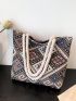 Small Geometric Pattern Shopper Bag Colorblock