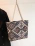 Small Geometric Pattern Shopper Bag Colorblock