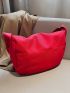 Large Hobo Bag Solid Red Minimalist Nylon