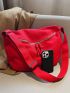 Large Hobo Bag Solid Red Minimalist Nylon