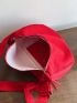 Large Hobo Bag Solid Red Minimalist Nylon