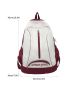 Letter Graphic Functional Backpack Zip Front Preppy Two Tone