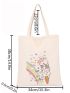 Canvas Bag Women's New Shoulder Bag Fashion Cartoon College Student Handheld Bag Shopping Large Capacity