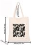 Canvas Bag Women's New Shoulder Bag Fashion Cartoon College Student Handheld Bag Shopping Large Capacity