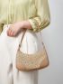 Two Tone Hollow Out Baguette Bag Hollow Out Design