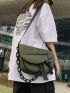 Minimalist Chain Decor Flap Crossbody Bag Unisex Style