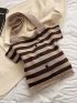 Striped Pattern Crochet Bag Shirt Design Double Handle