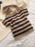 Striped Pattern Crochet Bag Shirt Design Double Handle