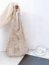 Hollow Out Design Crochet Bag Minimalist For Vacation Travel Women's Holiday Casual Hollowed Out Design Solid Color Minimalist Large Capacity Shopping Bag