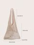 Hollow Out Design Crochet Bag Minimalist For Vacation Travel Women's Holiday Casual Hollowed Out Design Solid Color Minimalist Large Capacity Shopping Bag