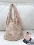 Hollow Out Design Crochet Bag Minimalist For Vacation Travel Women's Holiday Casual Hollowed Out Design Solid Color Minimalist Large Capacity Shopping Bag